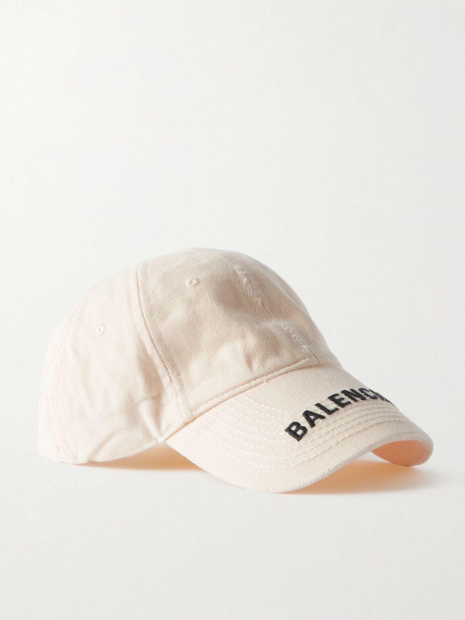 Logo-embroidered distressed cotton-twill baseball cap by BALENCIAGA