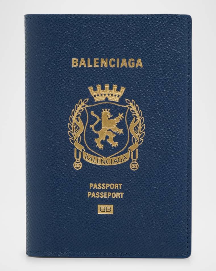 Men's Calfskin Logo Passport Holder by BALENCIAGA Men's Calfskin Logo Passport Holder by BALENCIAGA