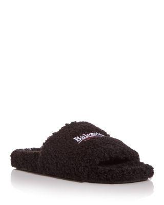 Men's Furry Faux Fur Slide Sandals by BALENCIAGA