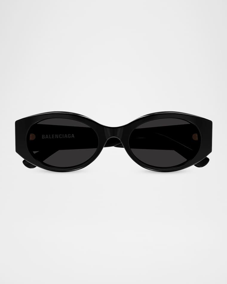 Nano BB Logo 53mm Oval Sunglasses by BALENCIAGA