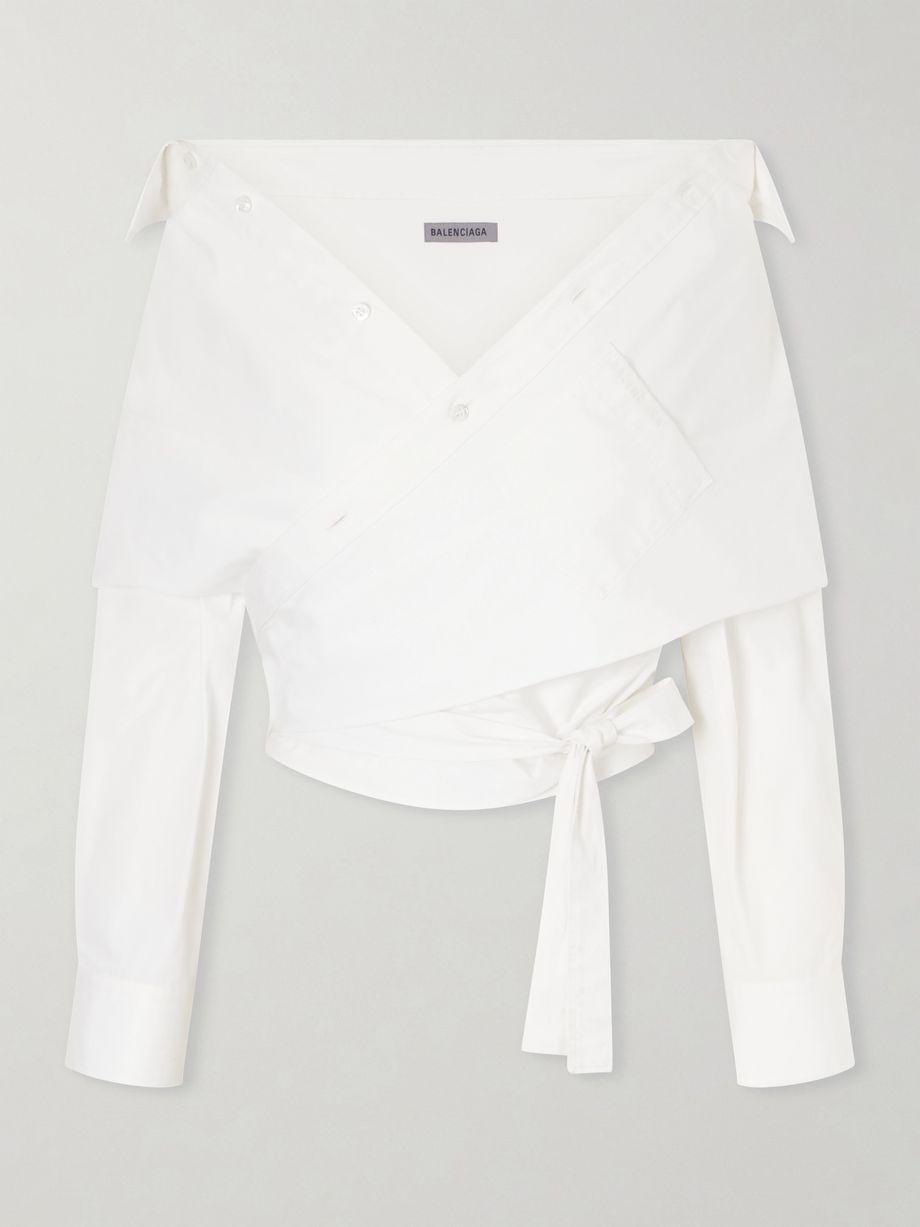 Off-the-shoulder cotton poplin blouse by BALENCIAGA