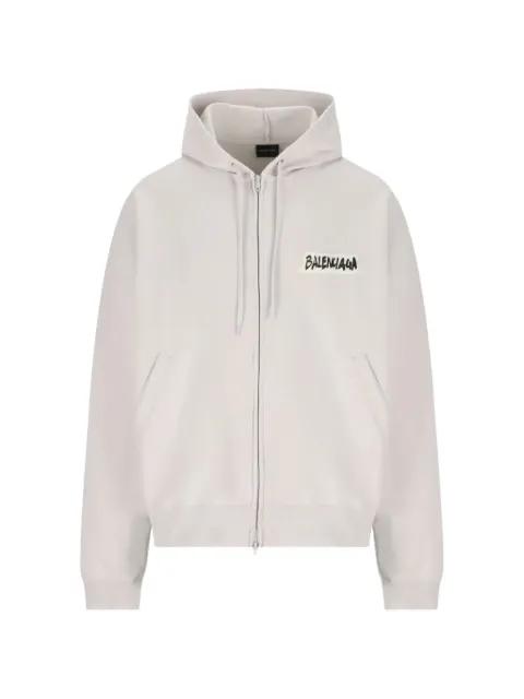 Over Zip-Up Hoodie "Dirty White" by BALENCIAGA