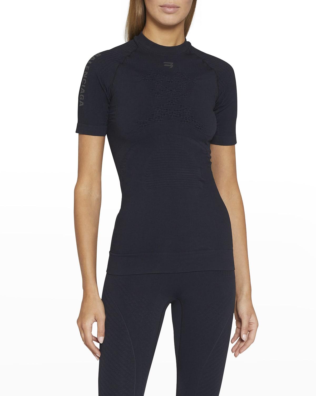 Sporty B Crewneck Short Sleeve Athletic Top by BALENCIAGA