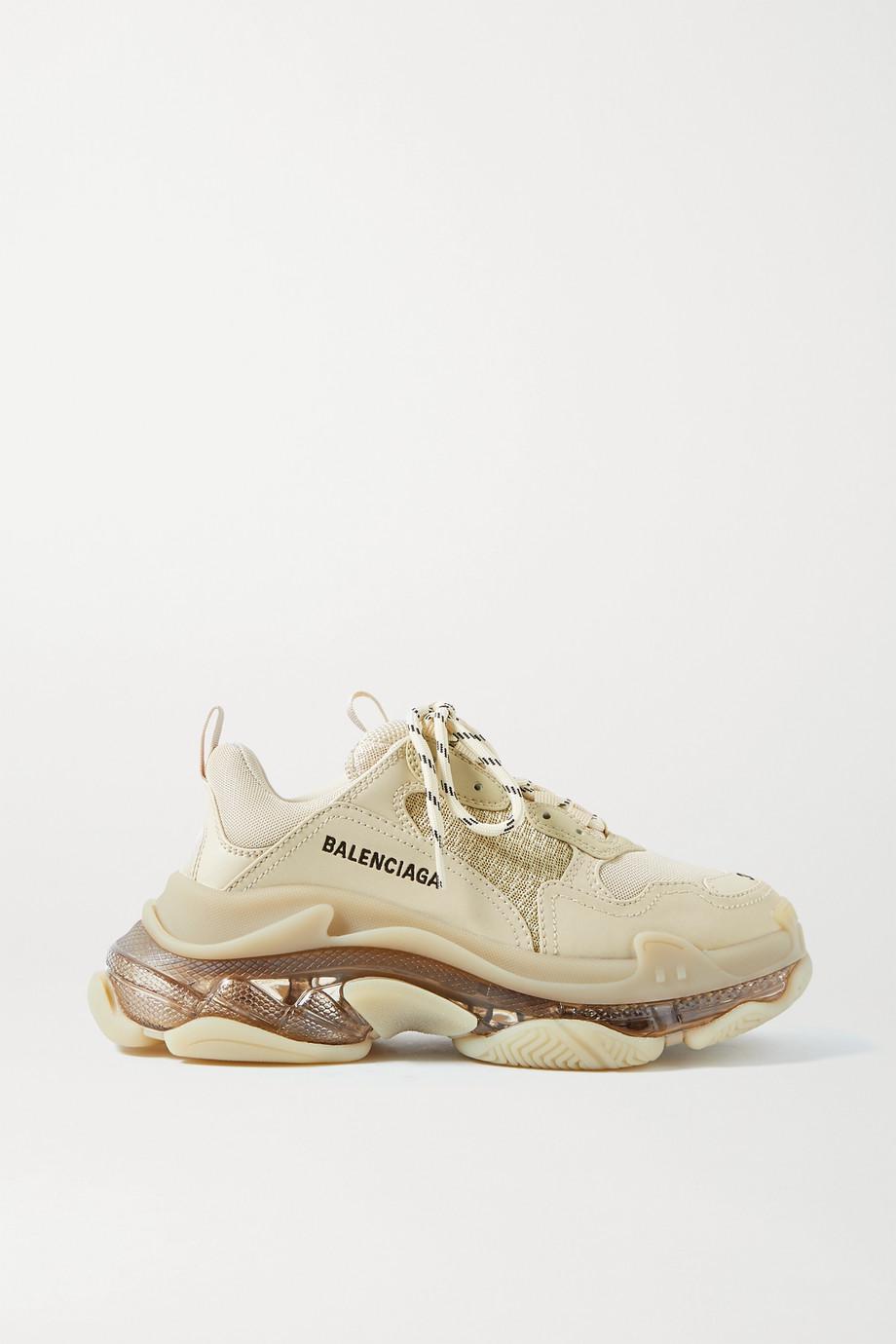 Triple S Clear Sole logo-embroidered leather, nubuck and mesh sneakers by BALENCIAGA