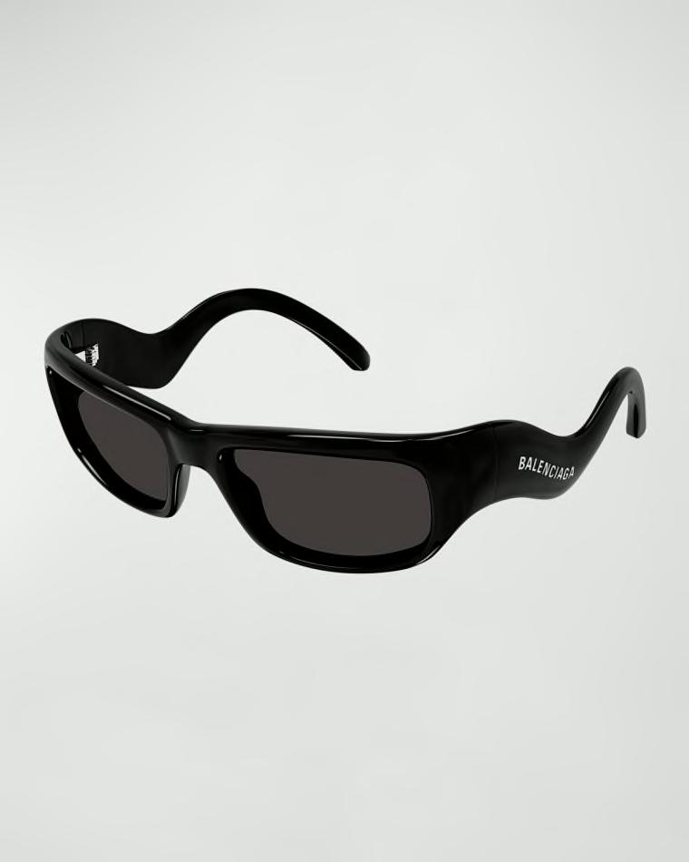 Wavy Plastic Rectangle Sunglasses by BALENCIAGA