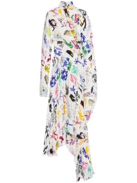 artist doodles twisted dress by BALENCIAGA