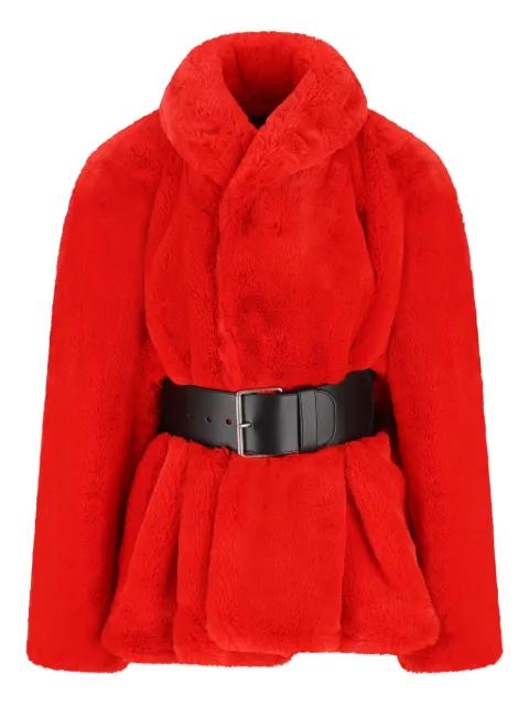 belted faux fur jacket by BALENCIAGA