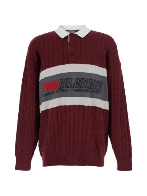 cable-knit logo-print polo shirt by BALENCIAGA