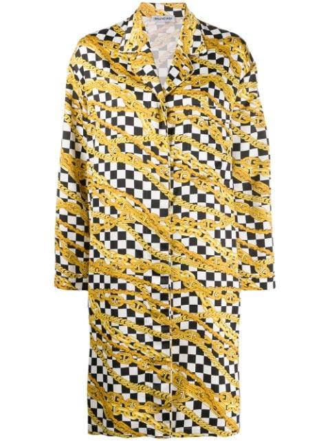 chain-print checkerboard coat by BALENCIAGA