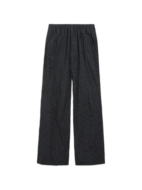check-pattern embroidered-logo wide-leg trousers by BALENCIAGA
