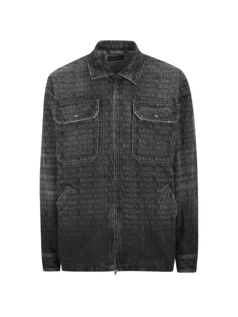 chest pockets logo print shirt jacket by BALENCIAGA