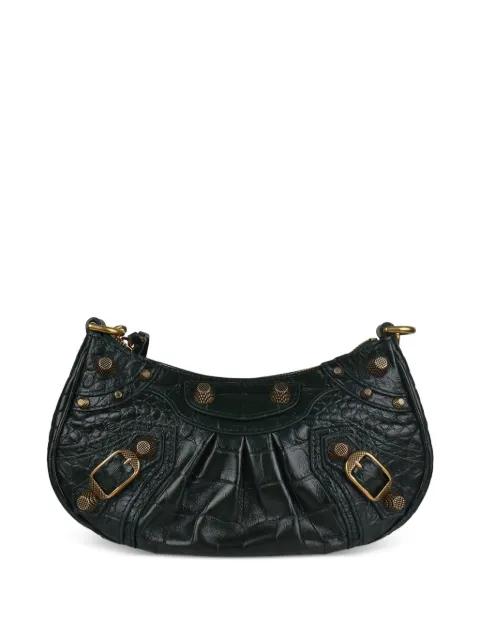 crocodile-embossed cagole leather shoulder bag by BALENCIAGA