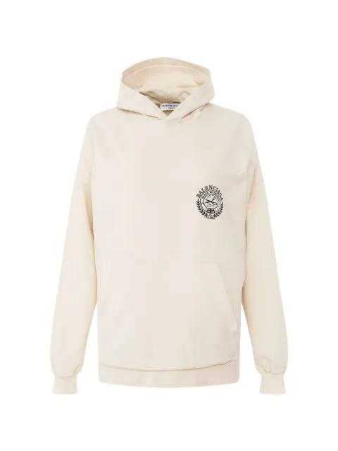 embroidered-crest wide-fit hoodie by BALENCIAGA