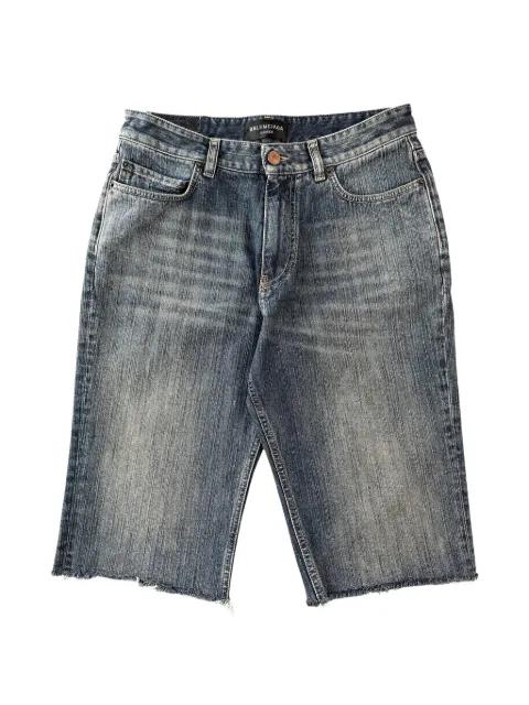 faded raw-cut denim shorts by BALENCIAGA