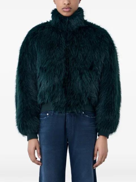 faux-fur ribbed-trim jacket by BALENCIAGA