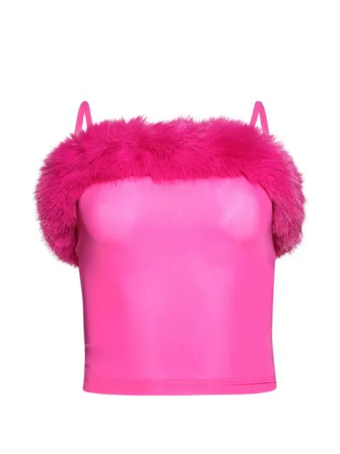 faux-fur-trim spaghetti-strap top by BALENCIAGA