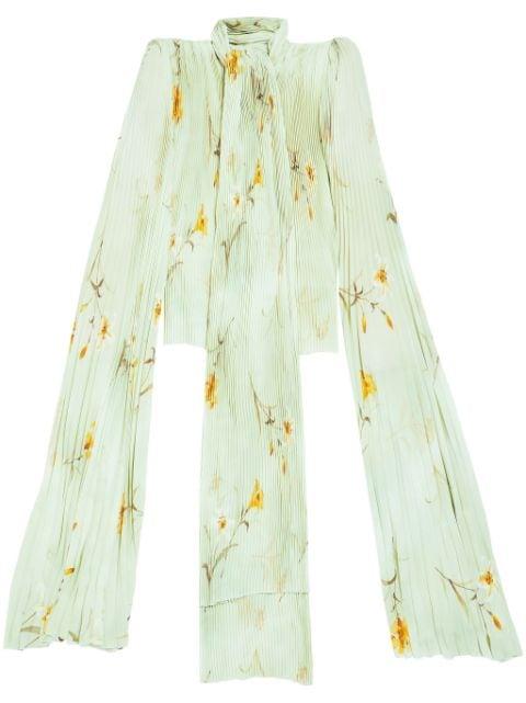floral-print pleated blouse by BALENCIAGA
