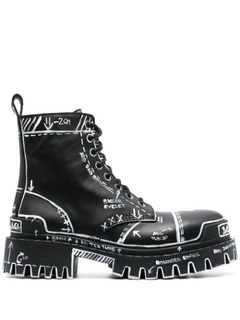 graphic-print leather combat boots by BALENCIAGA