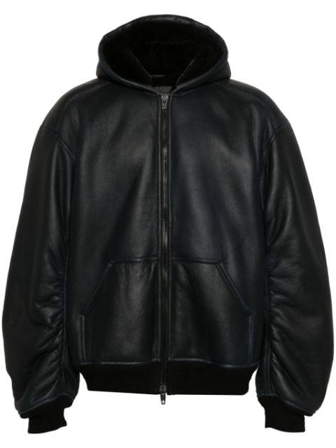 hoodied leather bomber jacket by BALENCIAGA