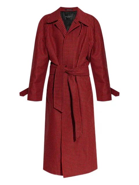 houndstooth-pattern belted coat by BALENCIAGA