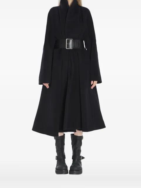 leather-belt wrap coat by BALENCIAGA