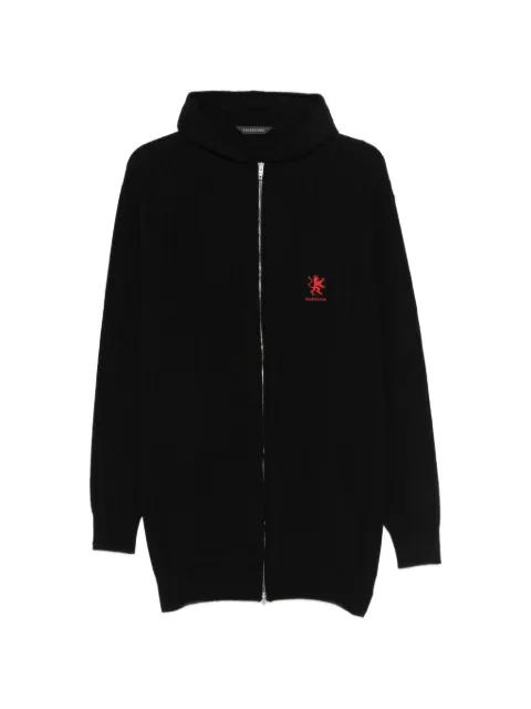 logo-embroidered cable-knit hoodie by BALENCIAGA