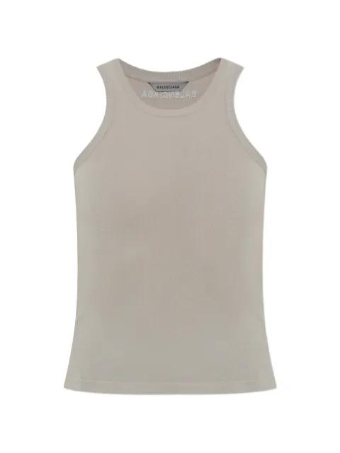 logo-embroidered ribbed-knit tank top by BALENCIAGA