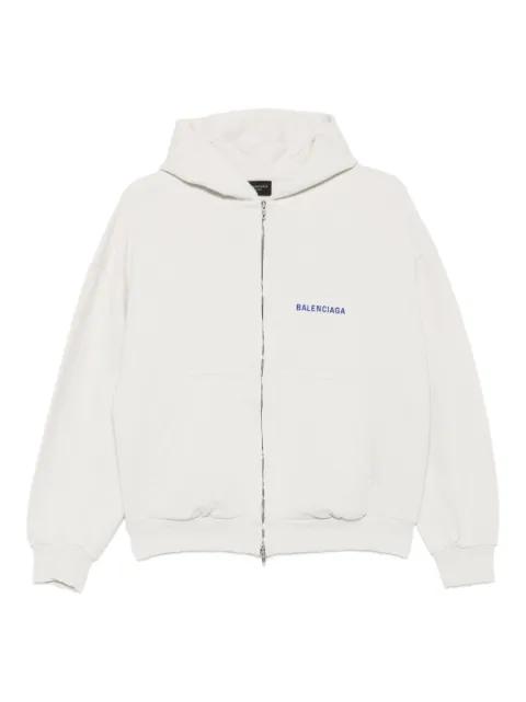 logo-embroidered zip-up hoodie by BALENCIAGA