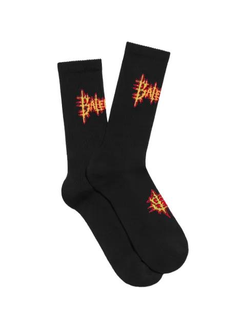 logo-intarsia ribbed-knit socks by BALENCIAGA
