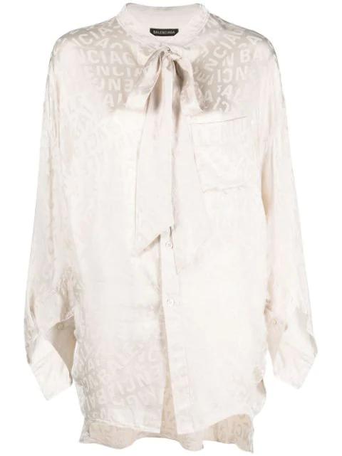 logo-jacquard twisted swing blouse by BALENCIAGA