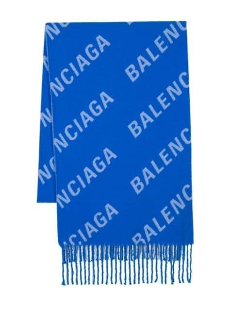 logo-jacquard wool scarf by BALENCIAGA