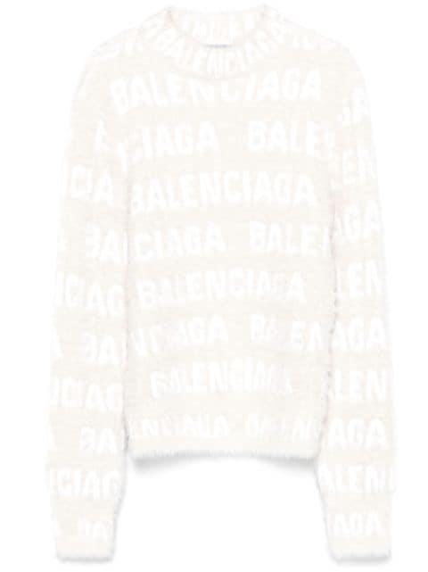 logo-knit fuzzy jumper by BALENCIAGA
