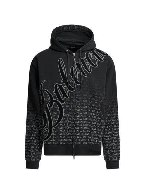 logo-print zip-up hoodie by BALENCIAGA