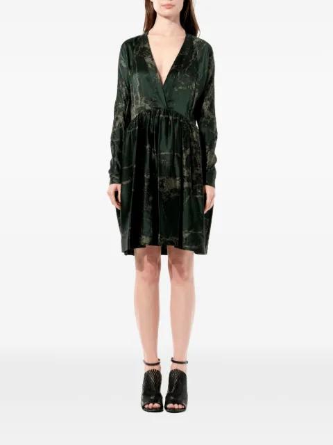 marble-print V-neck dress by BALENCIAGA