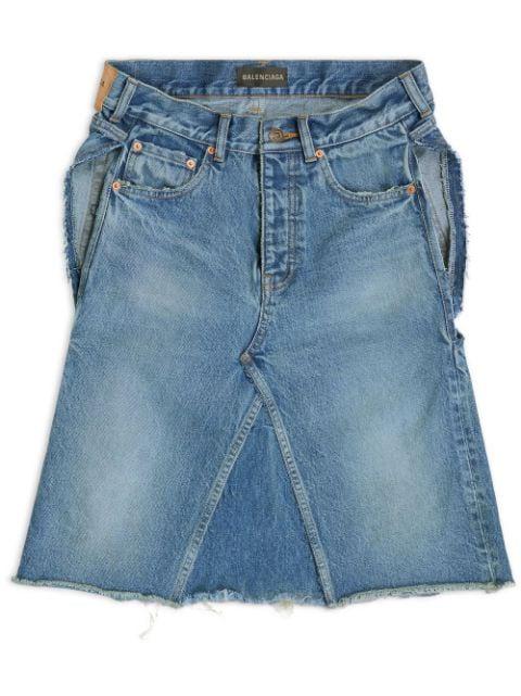 sleeveless denim asymmetrical top by BALENCIAGA