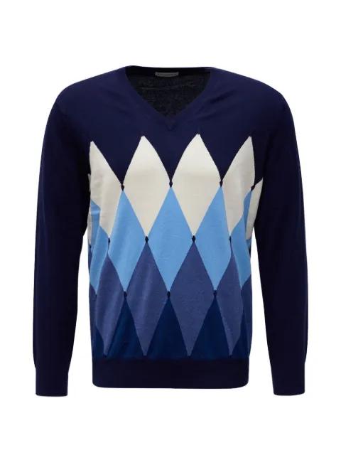 argyle-intarsia V-neck sweater by BALLANTYNE