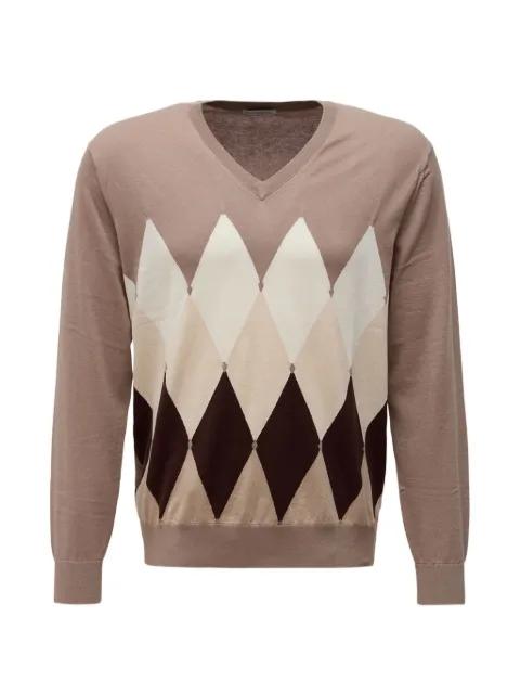 argyle intarsia-knit V-neck sweater by BALLANTYNE