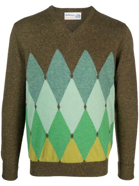 argyle-intarsia knit jumper by BALLANTYNE