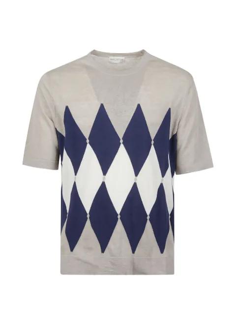 diamond-pattern linen T-shirt by BALLANTYNE
