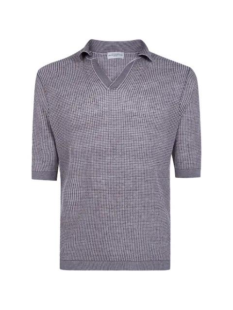 micro-check collared T-shirt by BALLANTYNE