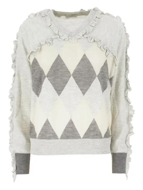 ruffle-trimmed diamond-pattern sweater by BALLANTYNE
