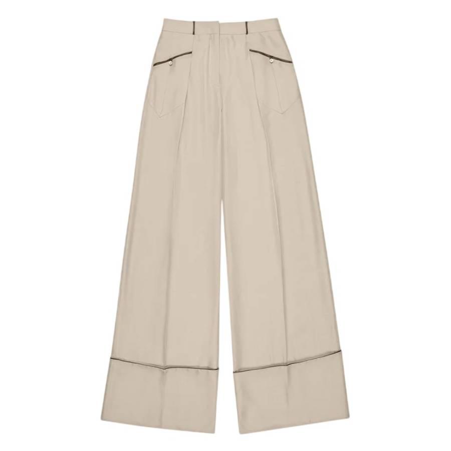 Bally Bone Wide-Leg Silk Pants by BALLY