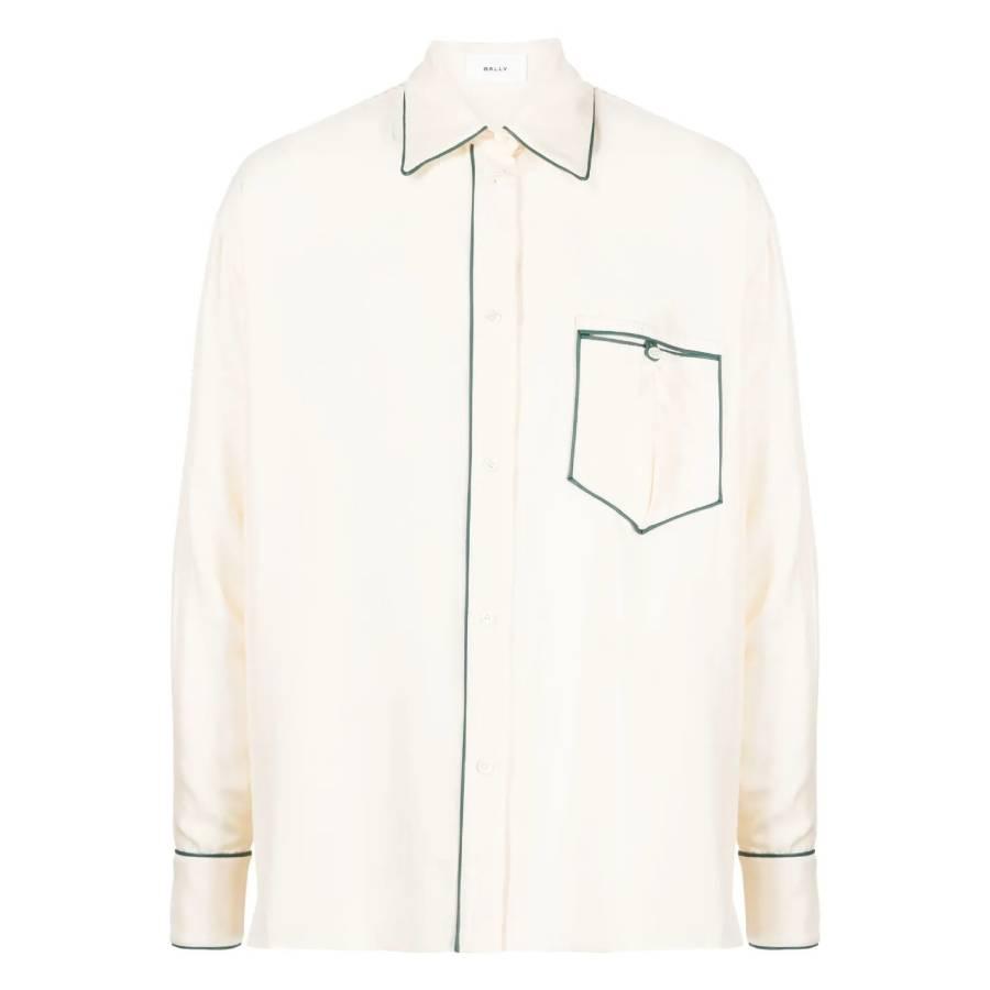 Bally Contrast Piping Relaxed Silk Shirt by BALLY