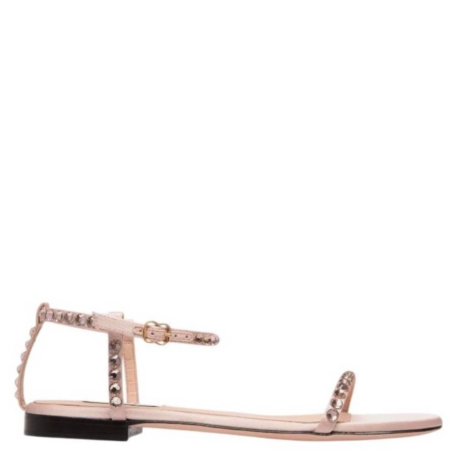 Bally Katy Crystal Embellished Flat Leather Sandals by BALLY