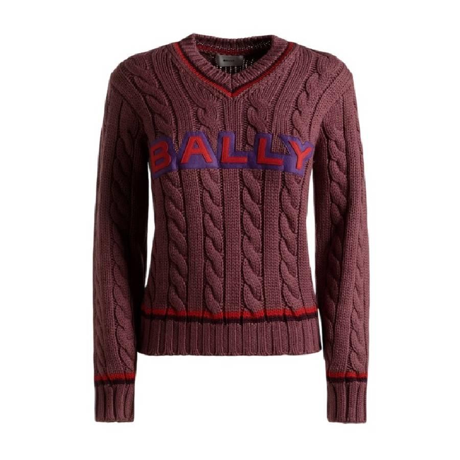 Bally Logo Embroidered V-Neck Wool Sweater by BALLY