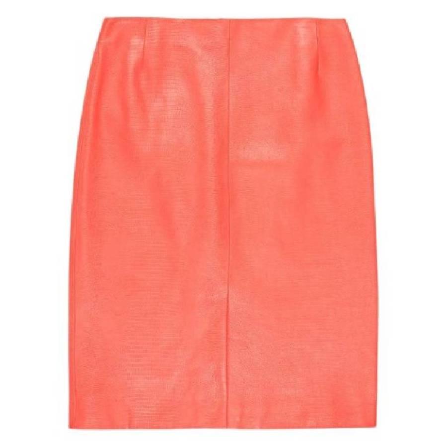 Bally Orange River Leather Midi Skirt by BALLY