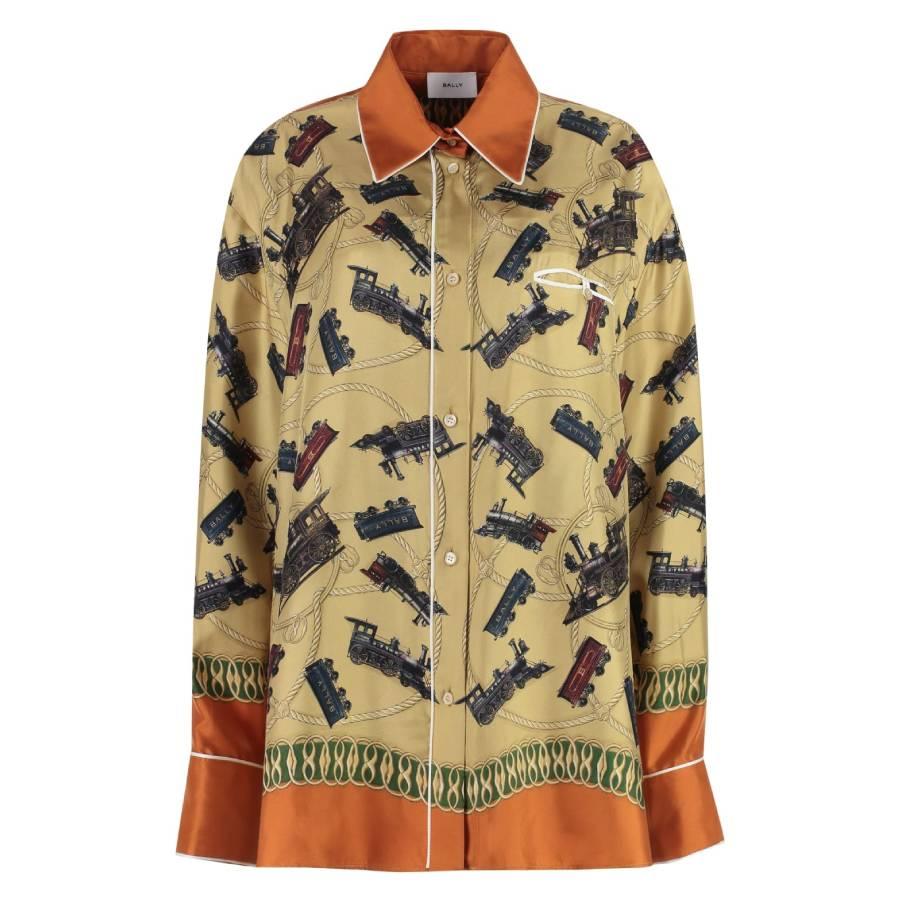 Bally Train Printed Long-Sleeved Silk Shirt by BALLY
