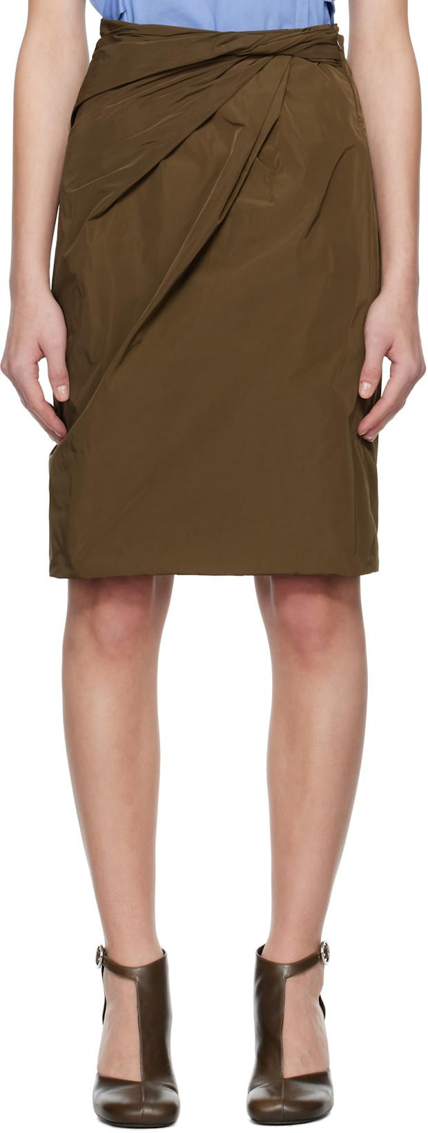 Brown Drape Midi Skirt by BALLY