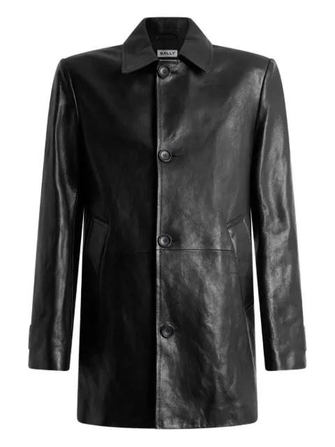 Car horn-button leather coat by BALLY