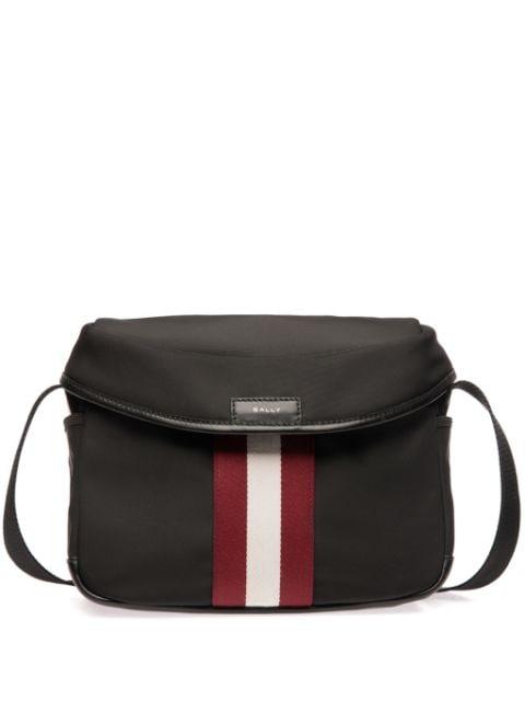 Code stripe-detail canvas messenger bag by BALLY
